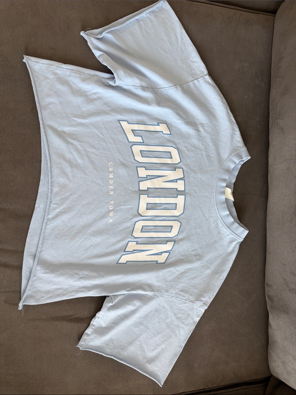 H&M Light Blue "LONDON" Cropped Tee